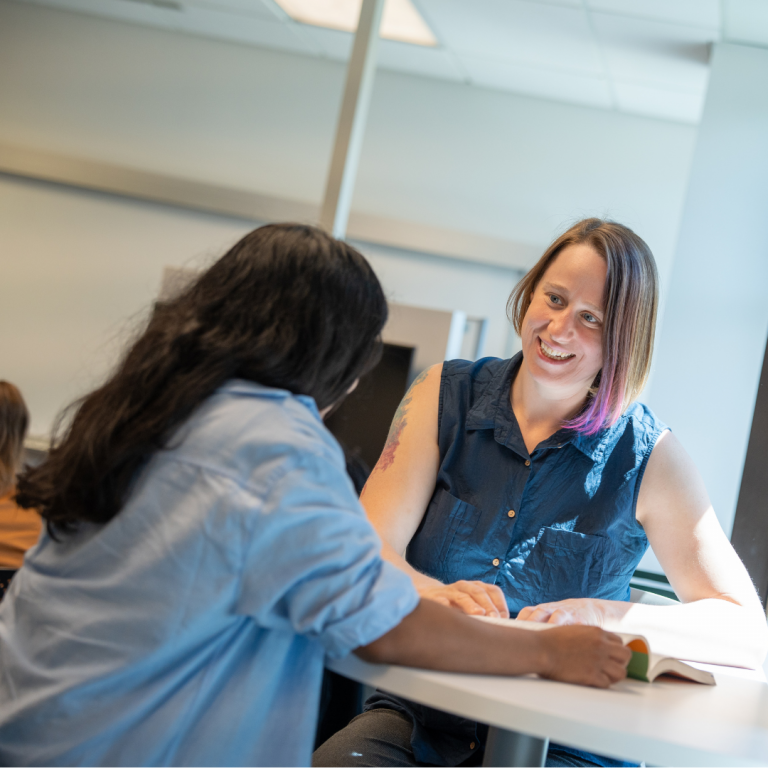 Jessica Lowry meeting with student